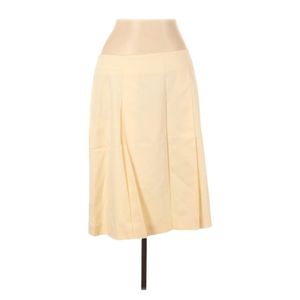 Talbots Skirt Size 12 Light Yellow Zip Back Knee Length Stretch Modest Spring